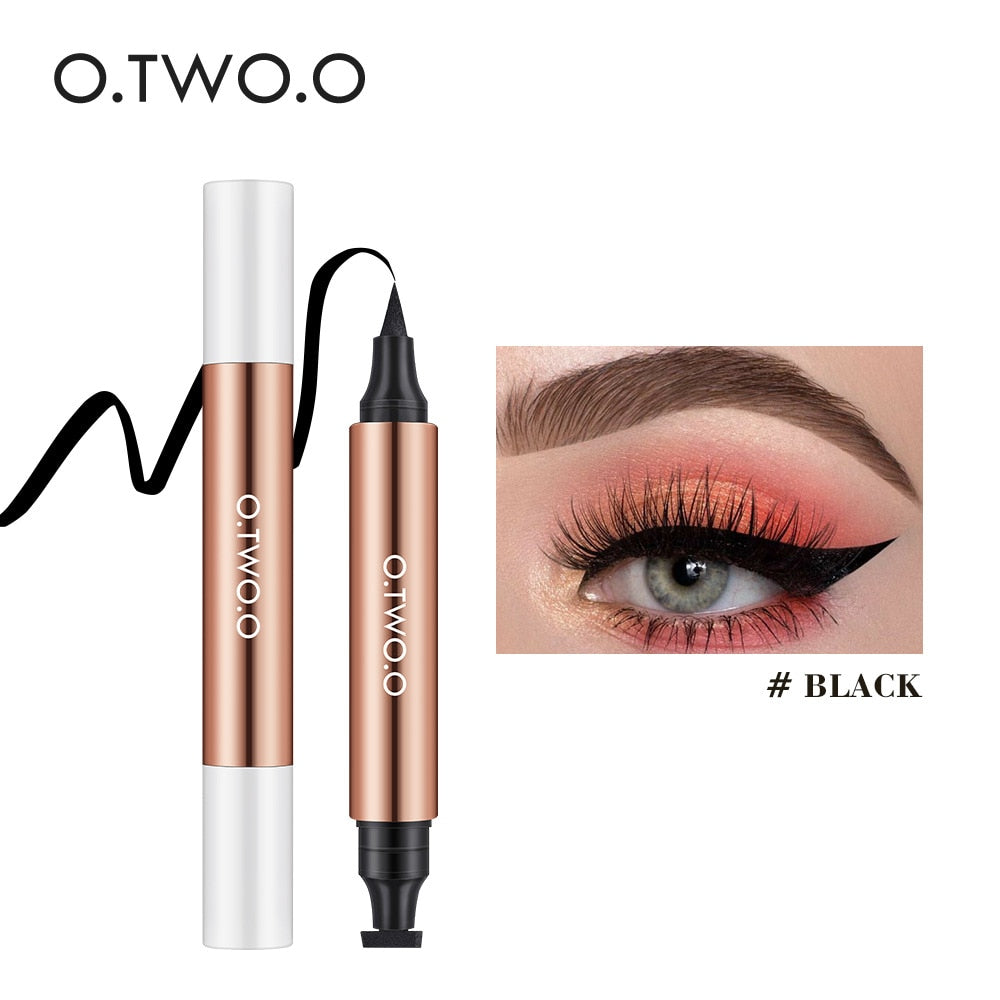 O.TWO.O Black Liquid Eyeliner Pen Waterproof Eye Make Up Lasting Cosmetics Fine Brush Eye Liner Stamp Pencil Fast Dry Delineador