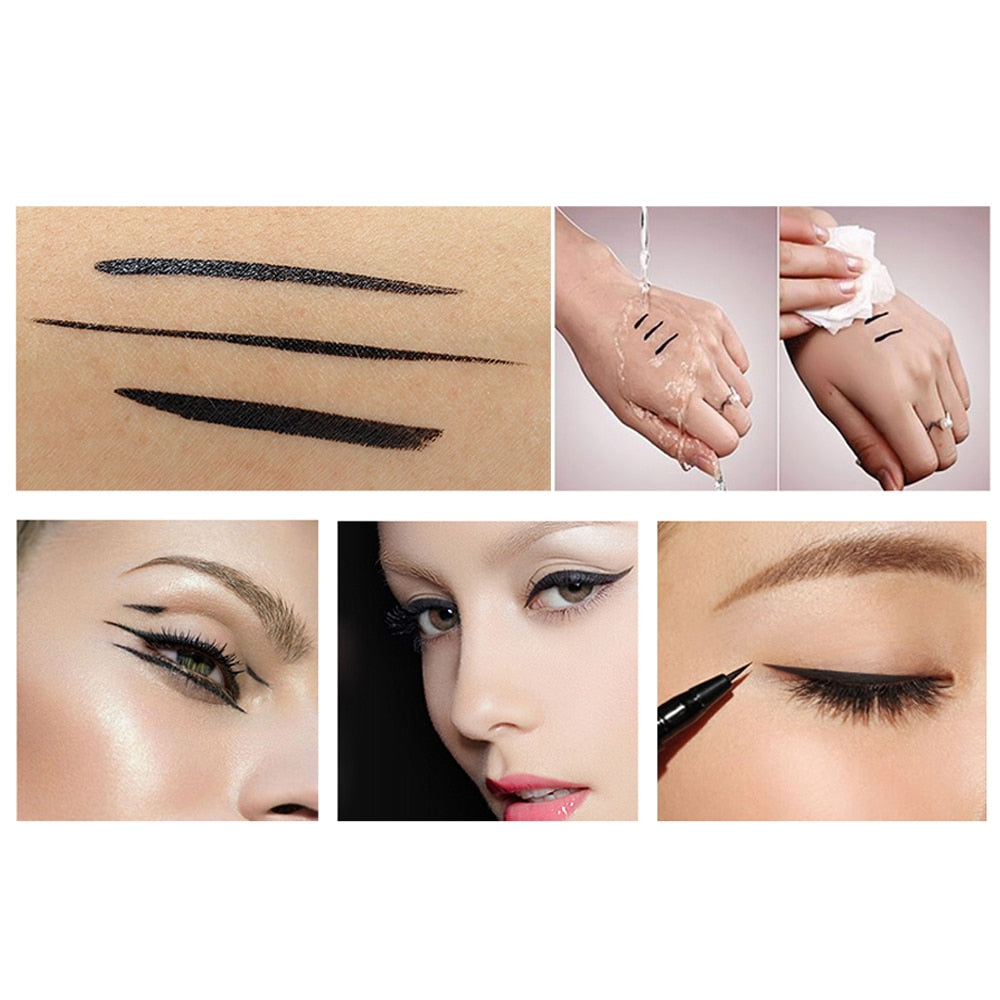 O.TWO.O Black Liquid Eyeliner Pen Waterproof Eye Make Up Lasting Cosmetics Fine Brush Eye Liner Stamp Pencil Fast Dry Delineador