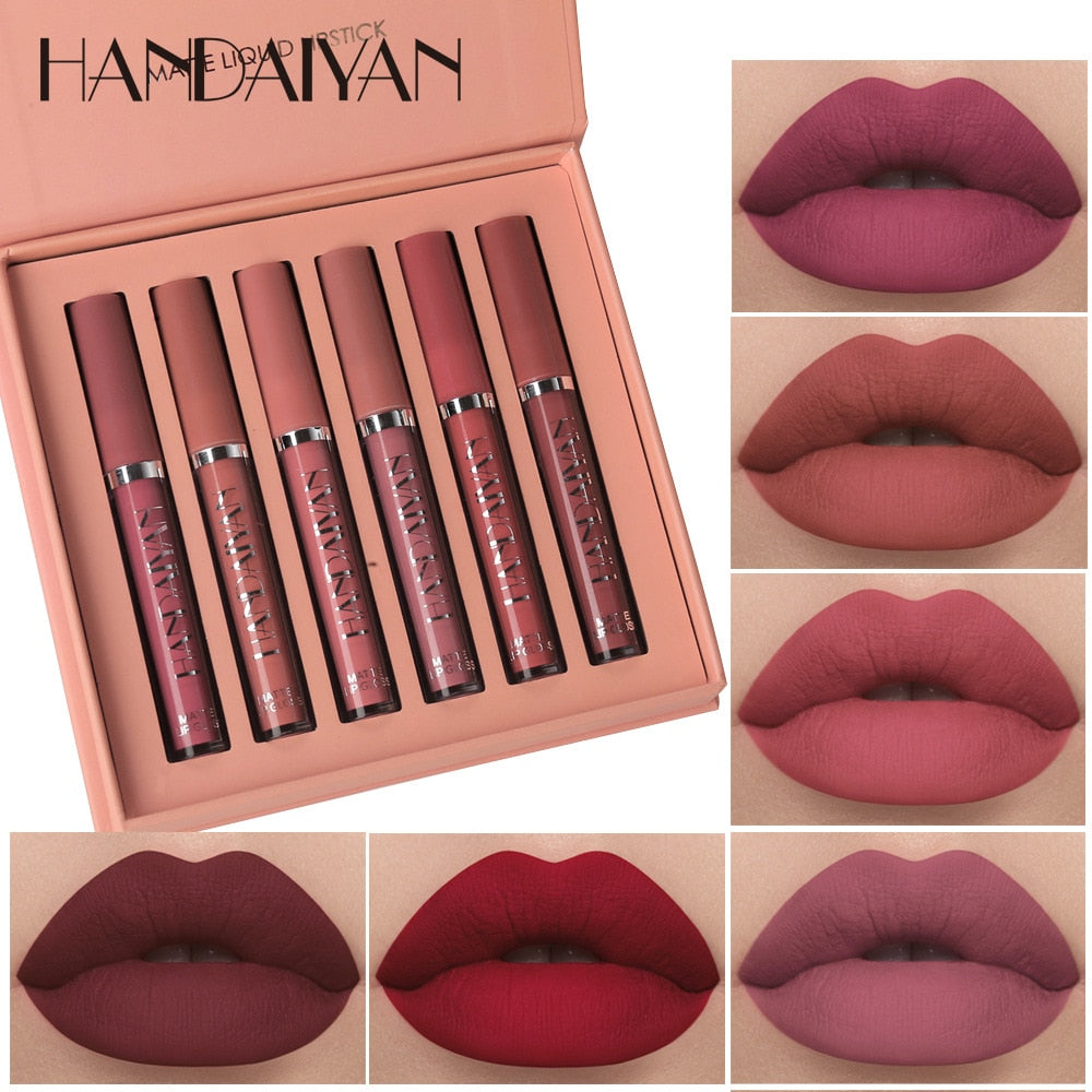 Wholesale HANDAIYAN 12 Color Matte Liquid Lipstick Lip Gloss Sets Long Lasting Waterproof Sexy Makeup Cosmetics Lipstick Box