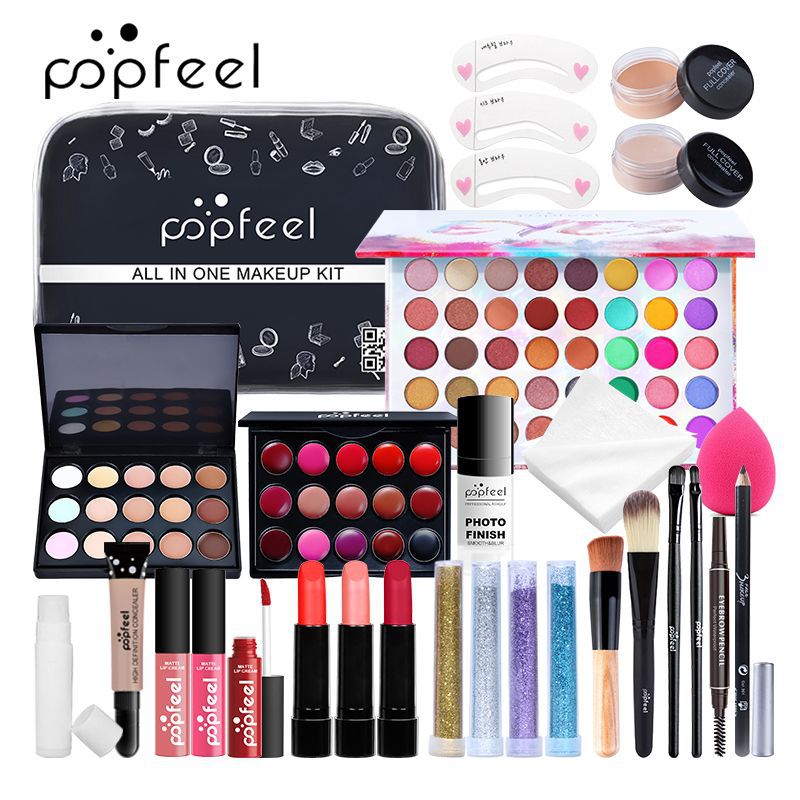 POPFEEL Makeup Kits for Beginners  All In One Essential Blend Makeup Kit Profesional Beauty Makeup Sets Box Cosmetic Bag