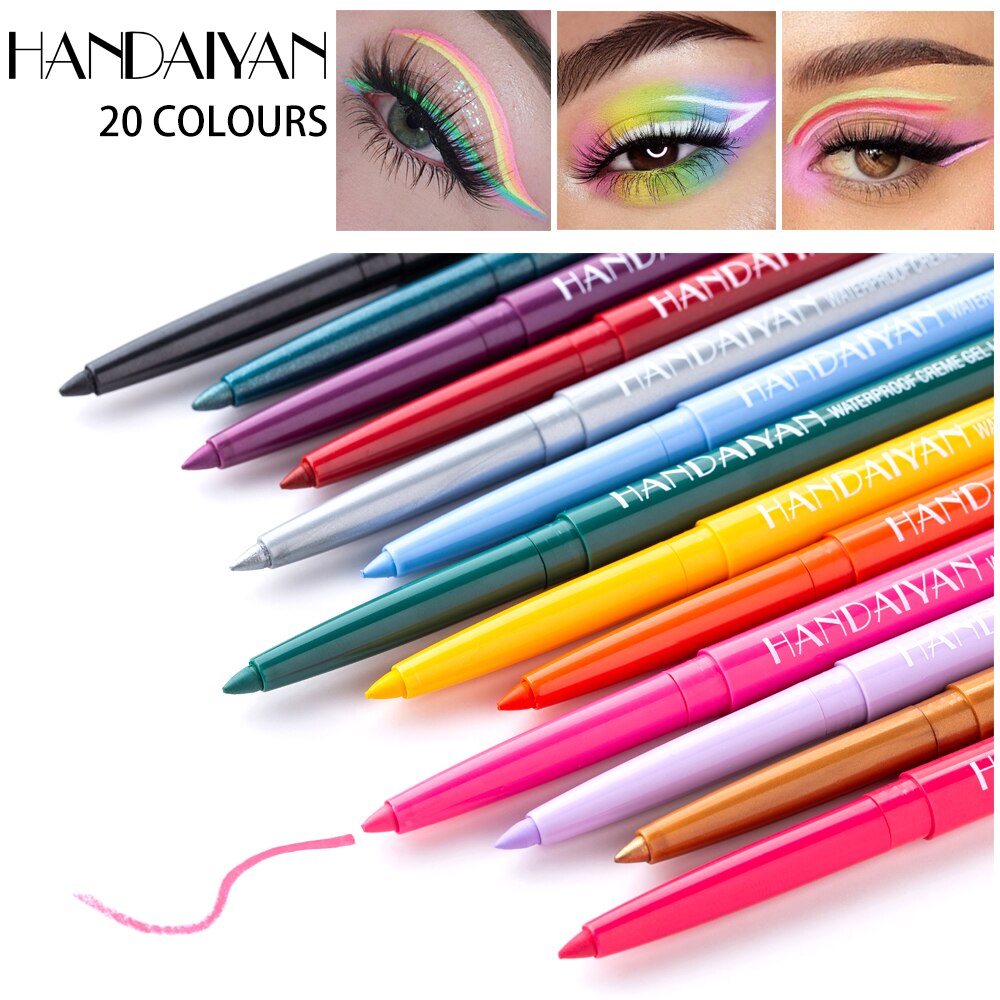 HANDAIYAN Glitter Shine Eyeliner Gel Pencil Colorful Long-Lasting Shimmer Makeup Matte Colored Eye Liner Cream Pen Cosmetic Tool